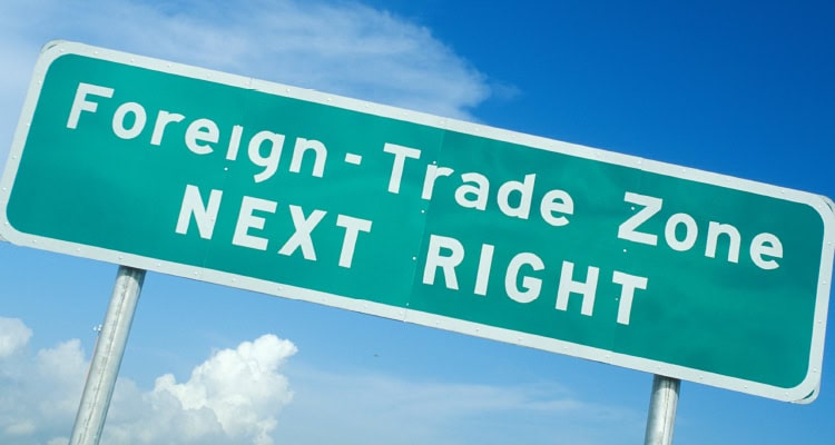 "Foreign Trade Zones" street sign.