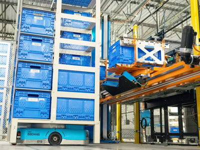 Amazon’s robotic system, Sequoia, uses AI, robotics, and computer vision systems to consolidate inventory and free up storage.