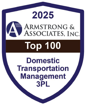 2025 Top 100 Domestic Transportation Management 3PL Provider badge from Armstrong and Associates.