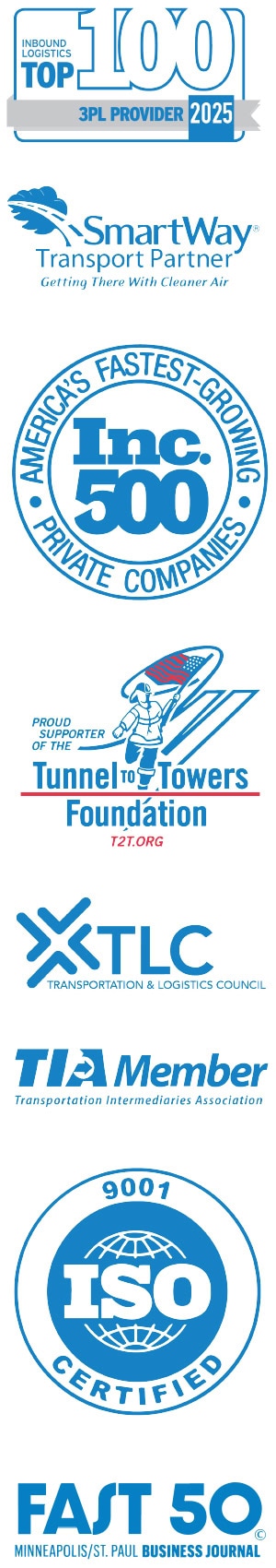 Logos for assorted awards and associations for Associated Logistics Group 2026 Planner company profile.