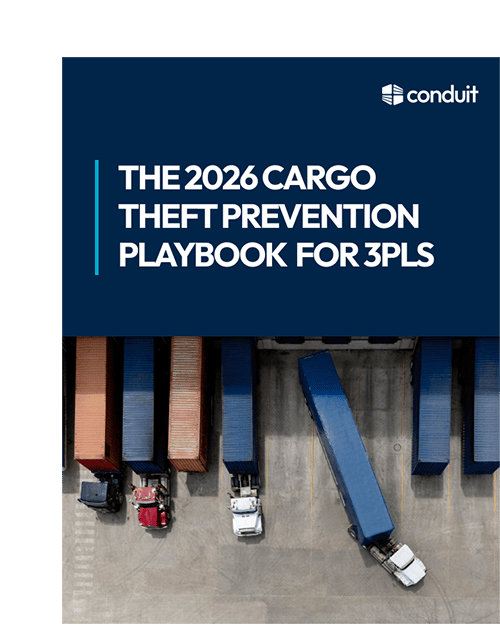 Cover image for Conduit's playbook, "The 2026 Cargo Theft Prevention Playbook for 3PLS."