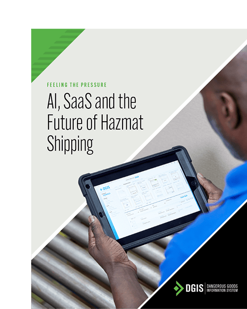 Cover image of DGeo's whitepaper, "Feeling the Pressure: AI, SaaS and the Future of Hazmat Shipping."