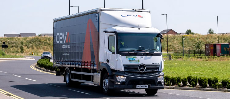 A CEVA Logistics truck on the highway.
