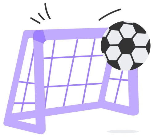 Illustration of a soccer net and ball.