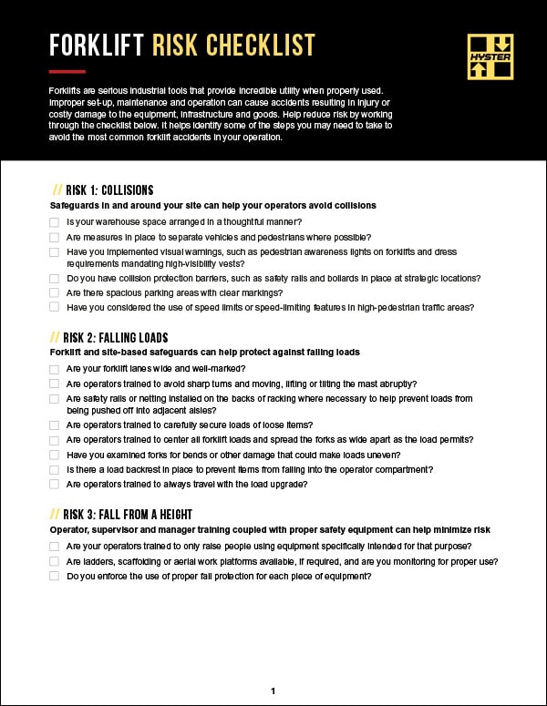 Forklift Risk Checklist Forklift Risk Checklist