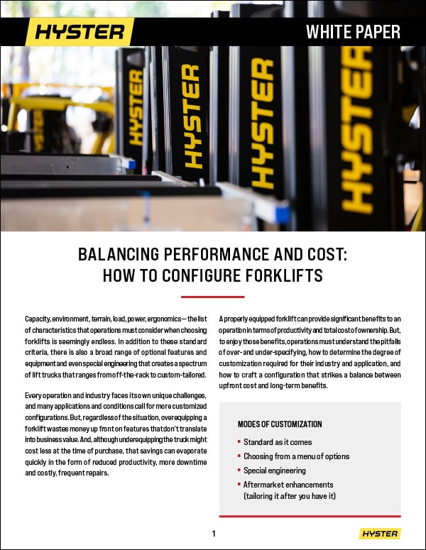Balancing Performance and Cost: How to Configure Forklifts Balancing Performance and Cost: How to Configure Forklifts