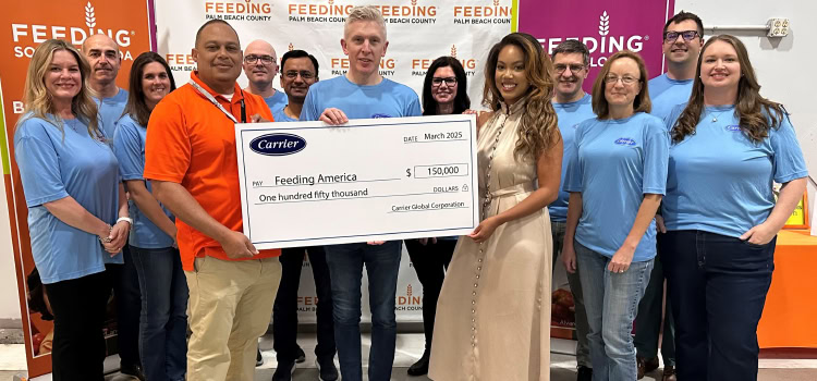 Carrier Global Corporation renewed its support for Feeding America with a $150,000 donation to benefit national hunger relief initiatives, as well as network food banks near Carrier facilities.