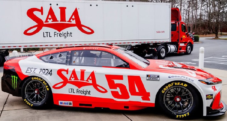 Saia LTL Freight truck and race car.