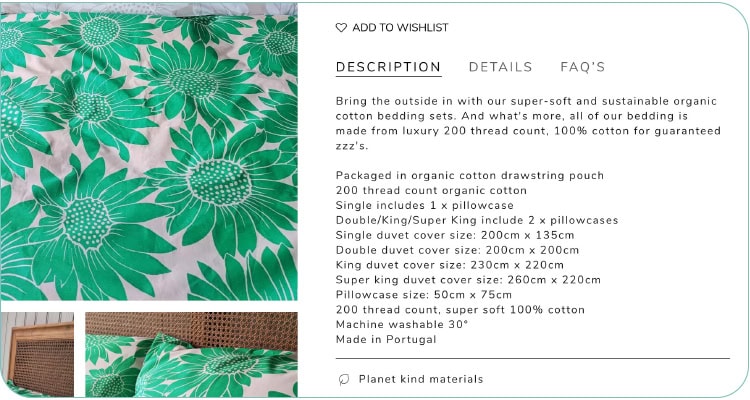 Online product description
