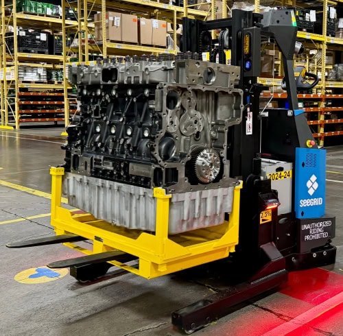 Seegrid’s vision-guided autonomous lift truck is capable of a 6-foot lift height and has a payload capacity of 3,500 pounds.