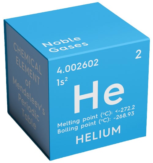 An illustration of a Helium cube from the Elements table.