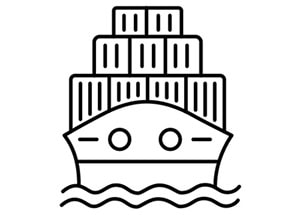 Line drawing of an ocean liner.