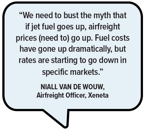 Quote from Niall van de Wouw, Airfreight Officer, Xeneta.