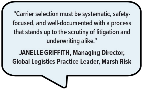 A quote from Janelle Griffith, Managing Director, Global Logistics Practice Leader, Marsh Risk.