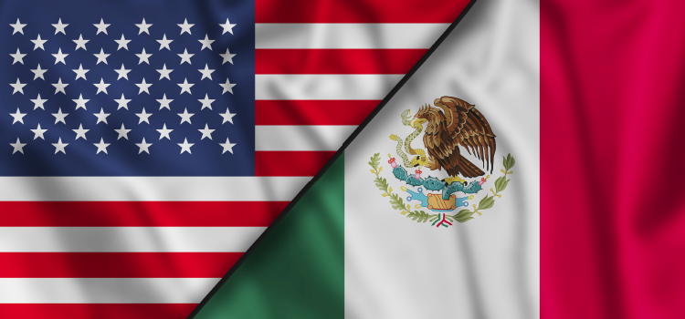 Image of the US and Mexico flags - illustrating trade between the 2 countries.