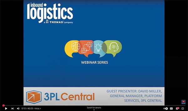 Image of the webinar with 3PL Central and Inbound Logistics.
