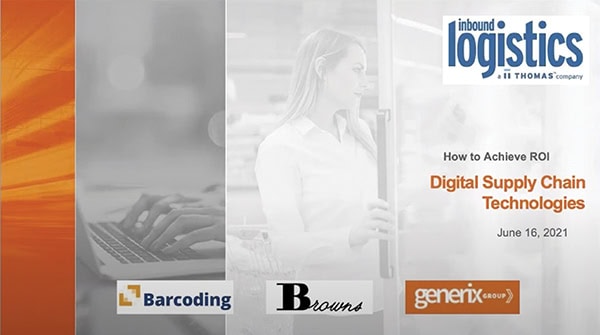 Image of the webinar with Generix, Barcoding Inc., Browns Shoes, and Inbound Logistics.