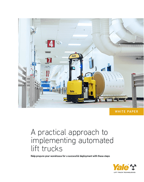 Cover image for the Yale whitepaper, "A practical approach to lift truck automation."