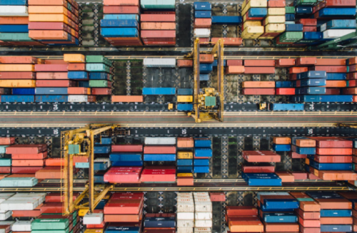 birds eye view of freight containers