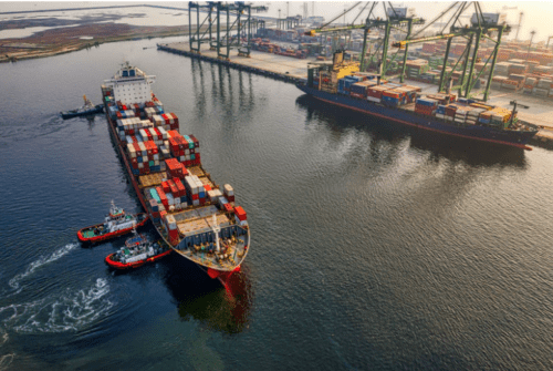 cargo ship carrying freight