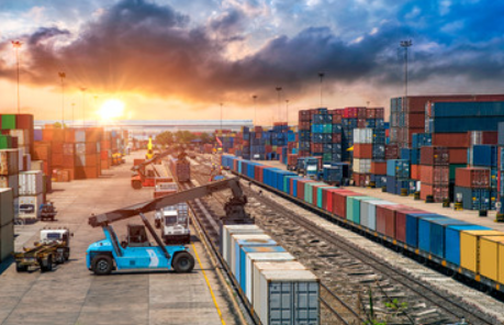 freight containers in loading dock