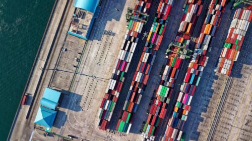 freight containers at a port