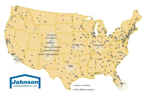Johnson Warehousing Co map