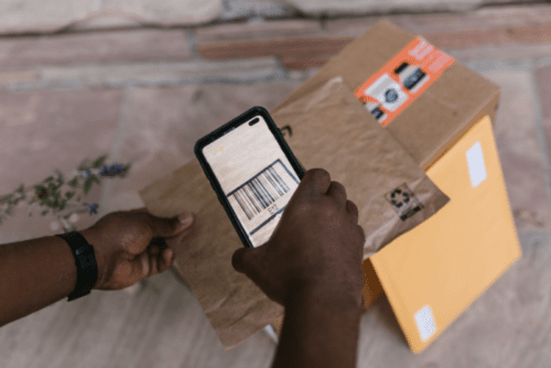 scanning barcode on a package