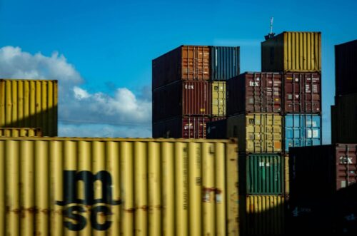 stacked freight containers