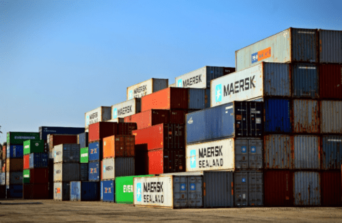 stacks of different kinds of freight containers