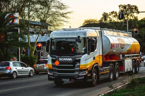 tanker truck transporting