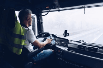 truck driver behind the wheel