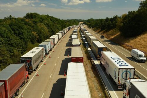 trucks on road