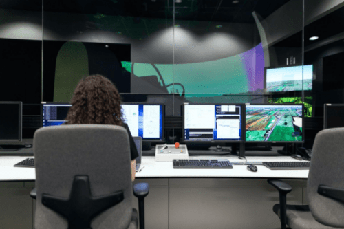 woman working at monitor